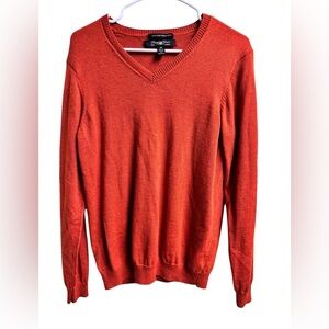 Pronto Uomo Extra Fine Merino Wool V-Neck Sweater | Rust Orange | Men’s M